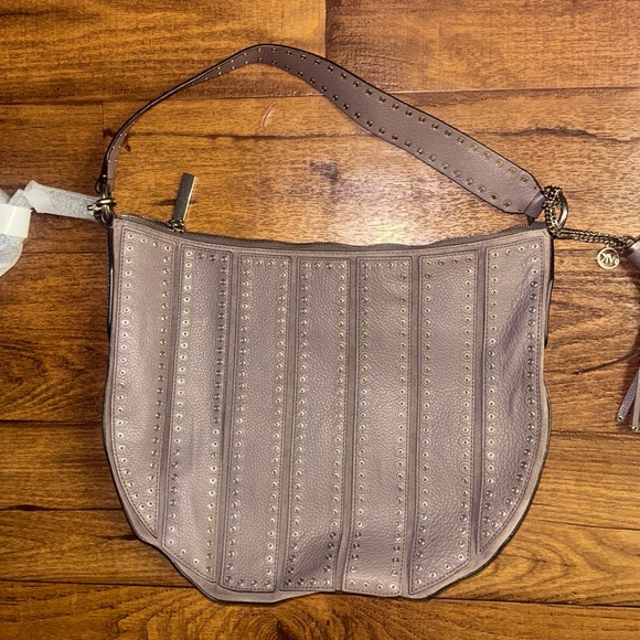 Michael Kors ~Brooklyn Large Grommet Hobo Leather Gray